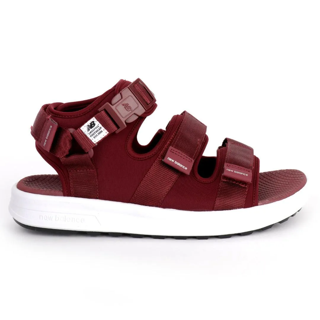 NB Three Straps All Wine With White Sole Sandal