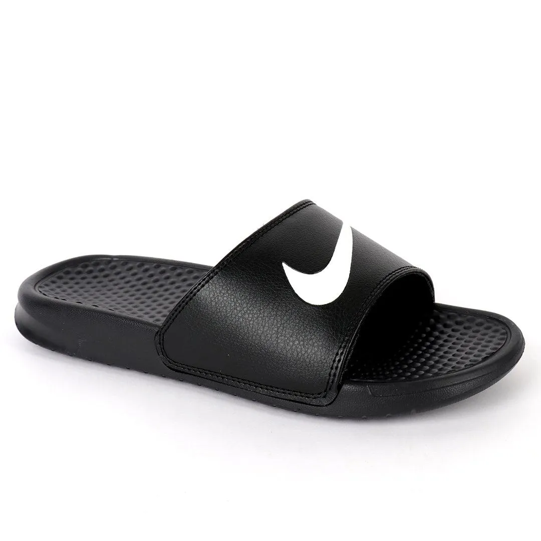 NK Two ways Designed JDI Black With White Logo Men's Slides