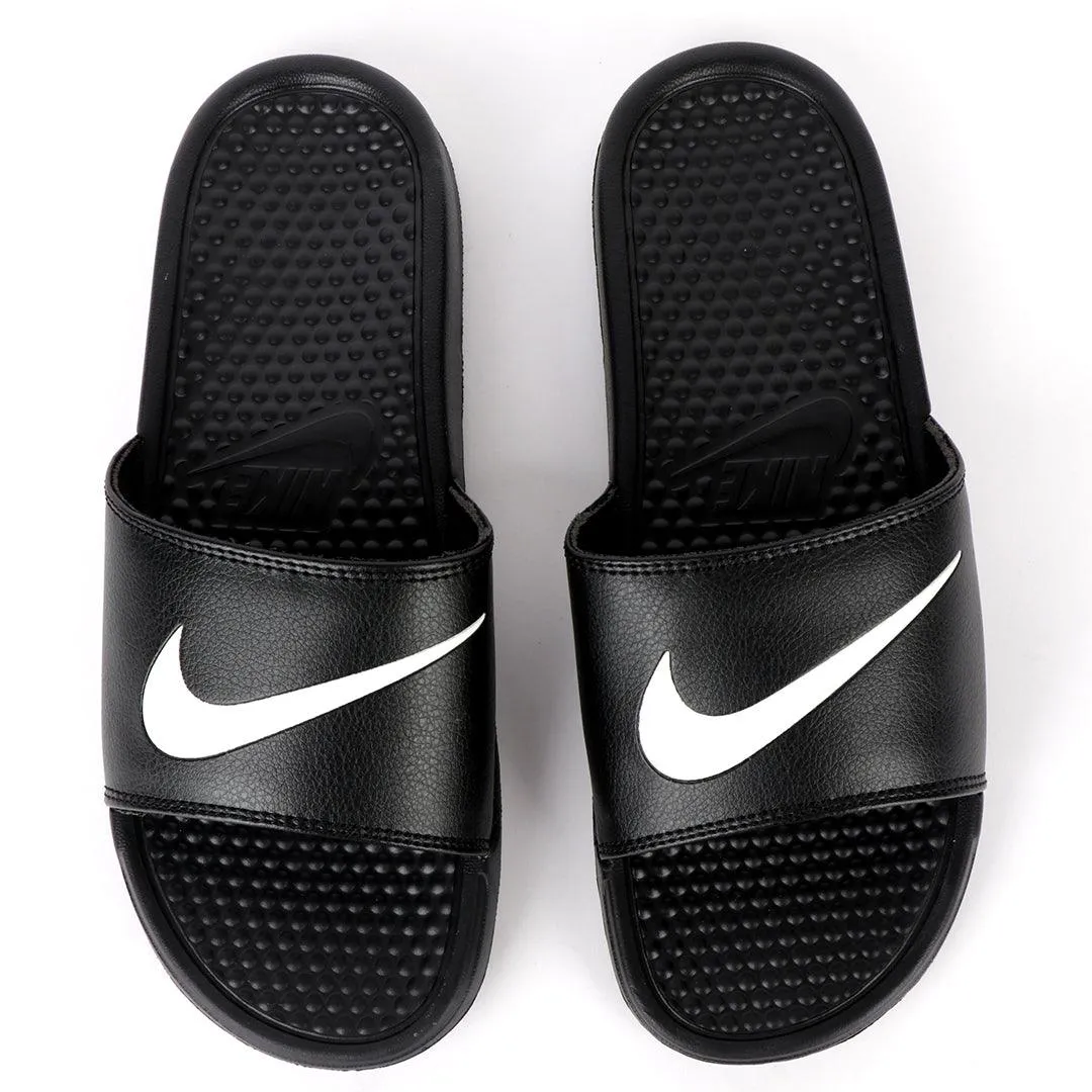 NK Two ways Designed JDI Black With White Logo Men's Slides