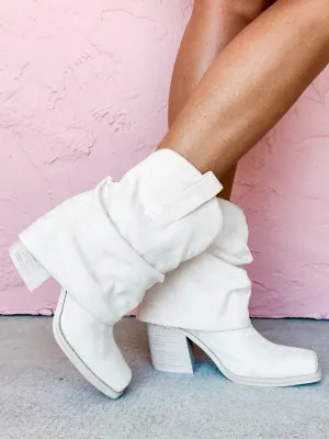 Payton Foldover Slouch Boot - Off White