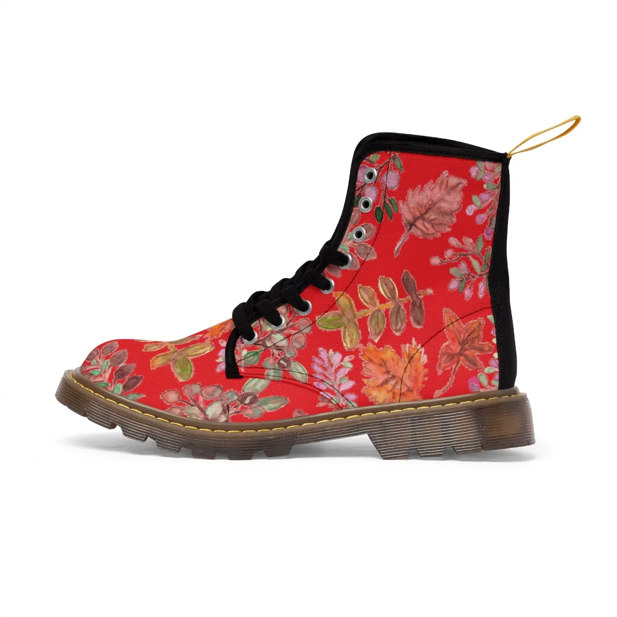 Red Fall Women's Boots, Fall Leaves Print Women's Boots, Best Winter Boots For Women (US Size 6.5-11)