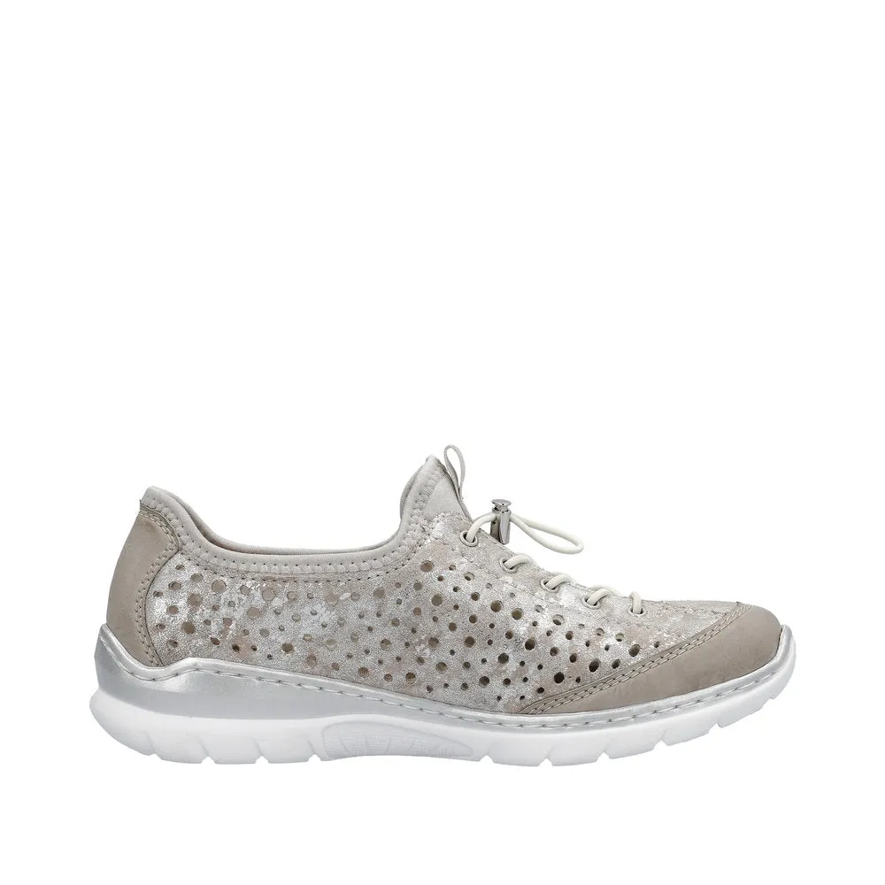 Rieker L32P6-90 Ladies Silver Pull On Shoes