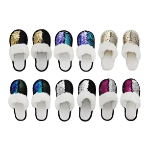 Sequinned Slippers - 6 Assorted Colours