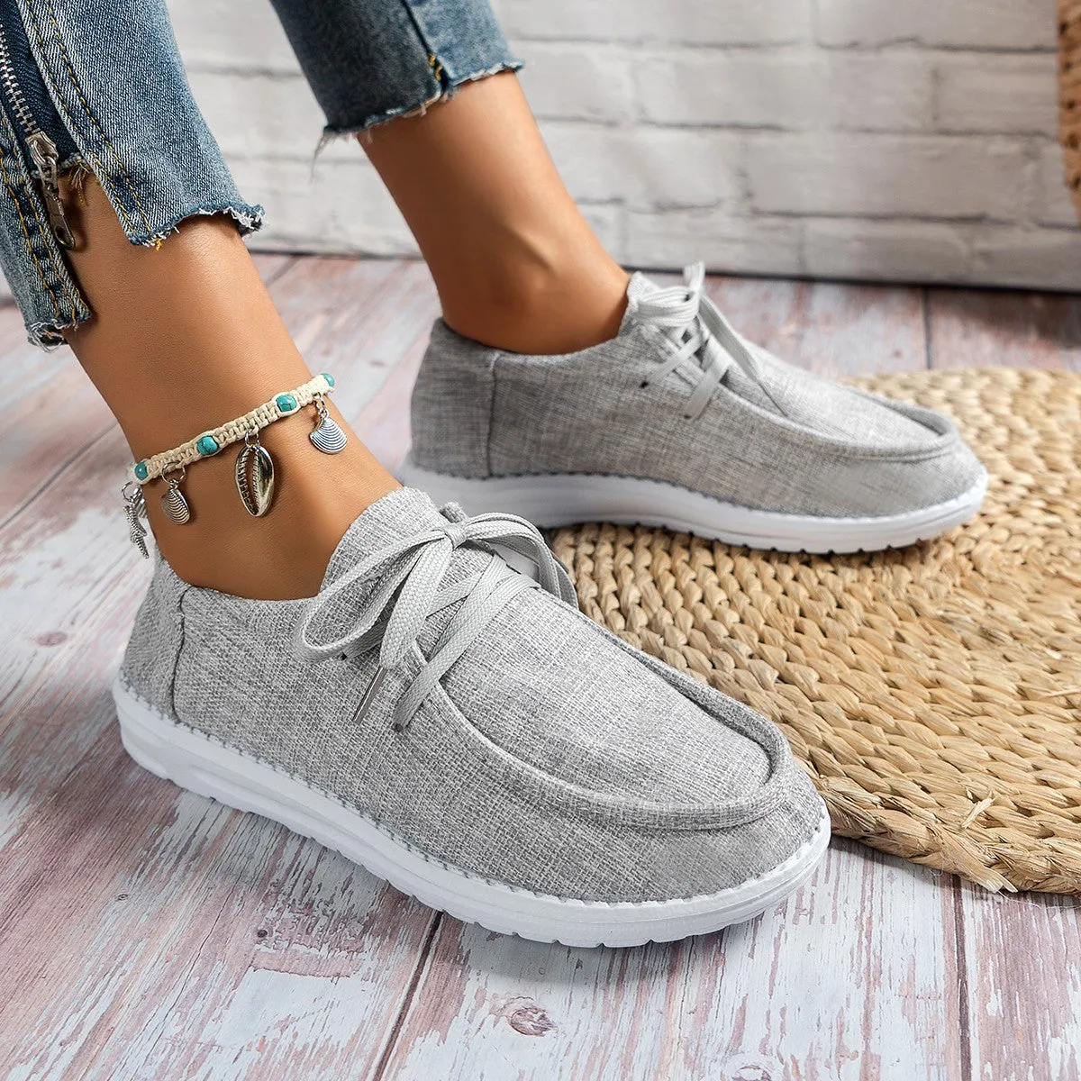 Soft Lace-Up Loafers Canvas Shoes