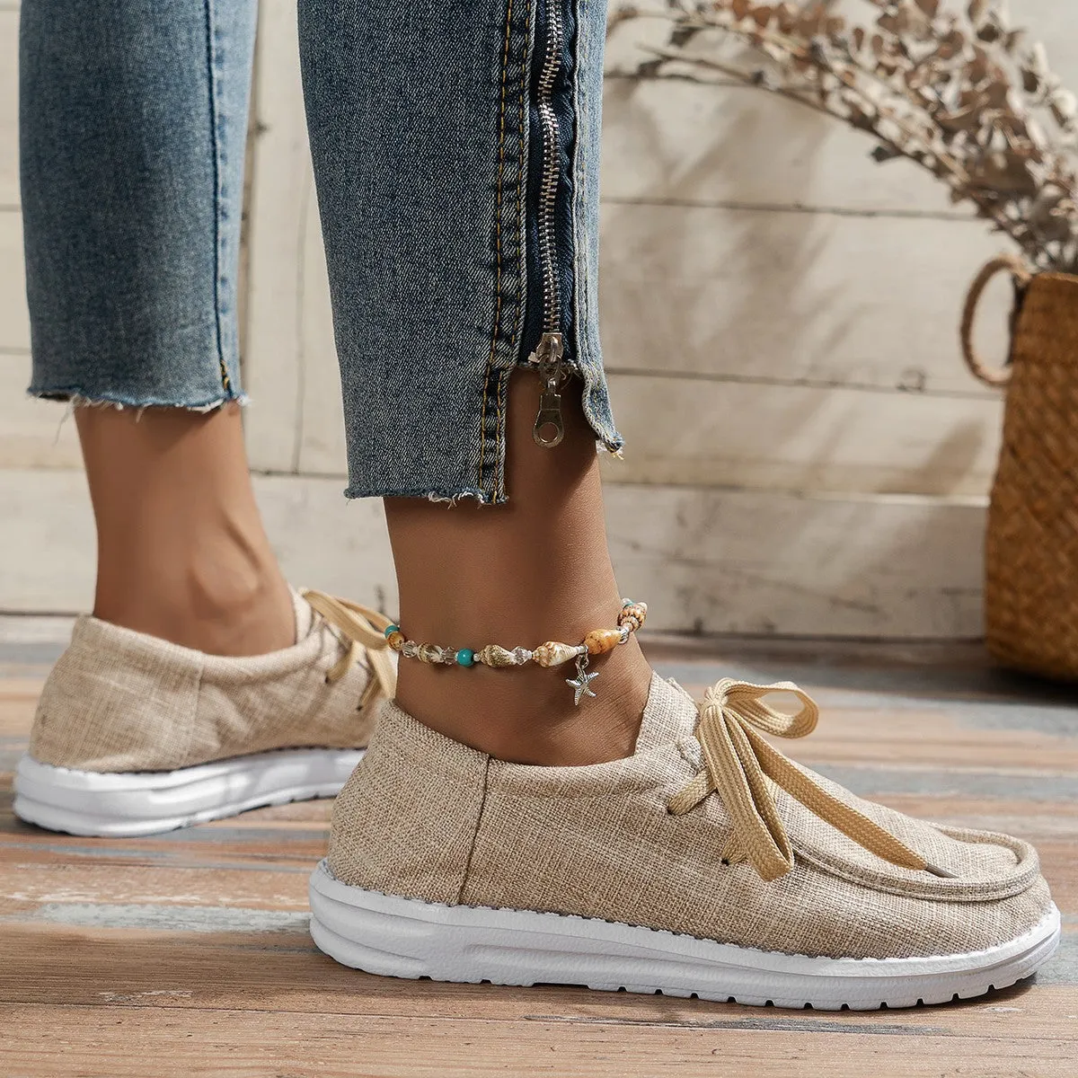 Soft Lace-Up Loafers Canvas Shoes