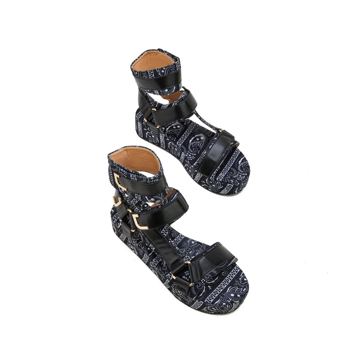 Sohiwoo  Womens Summer Sandals Vintage Graffiti Platforms Sandals Imily Bela