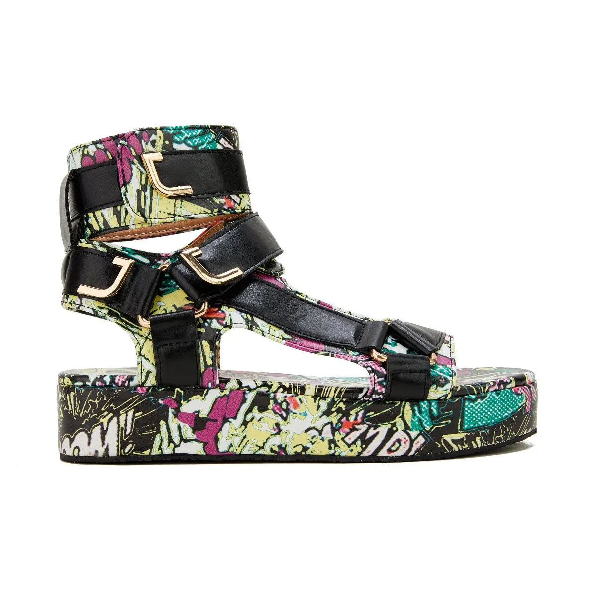 Sohiwoo  Womens Summer Sandals Vintage Graffiti Platforms Sandals Imily Bela