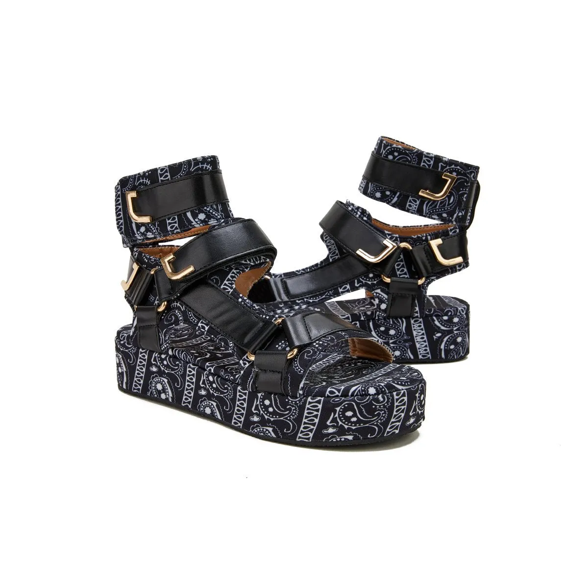 Sohiwoo  Womens Summer Sandals Vintage Graffiti Platforms Sandals Imily Bela