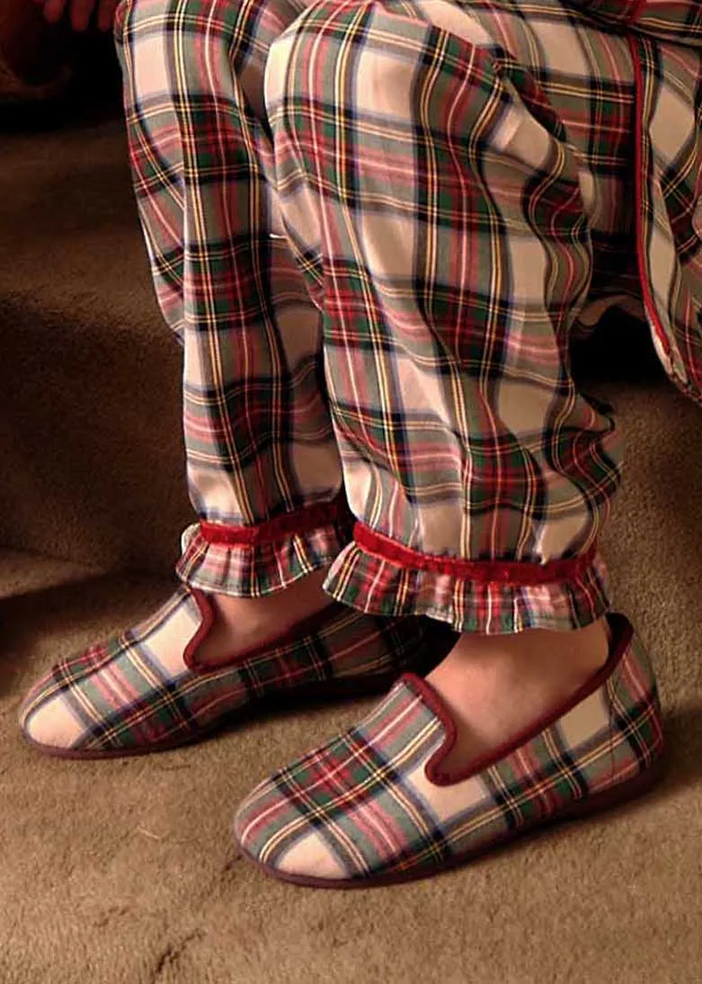 Sussex Tartan Slippers in Red (24-34EU)