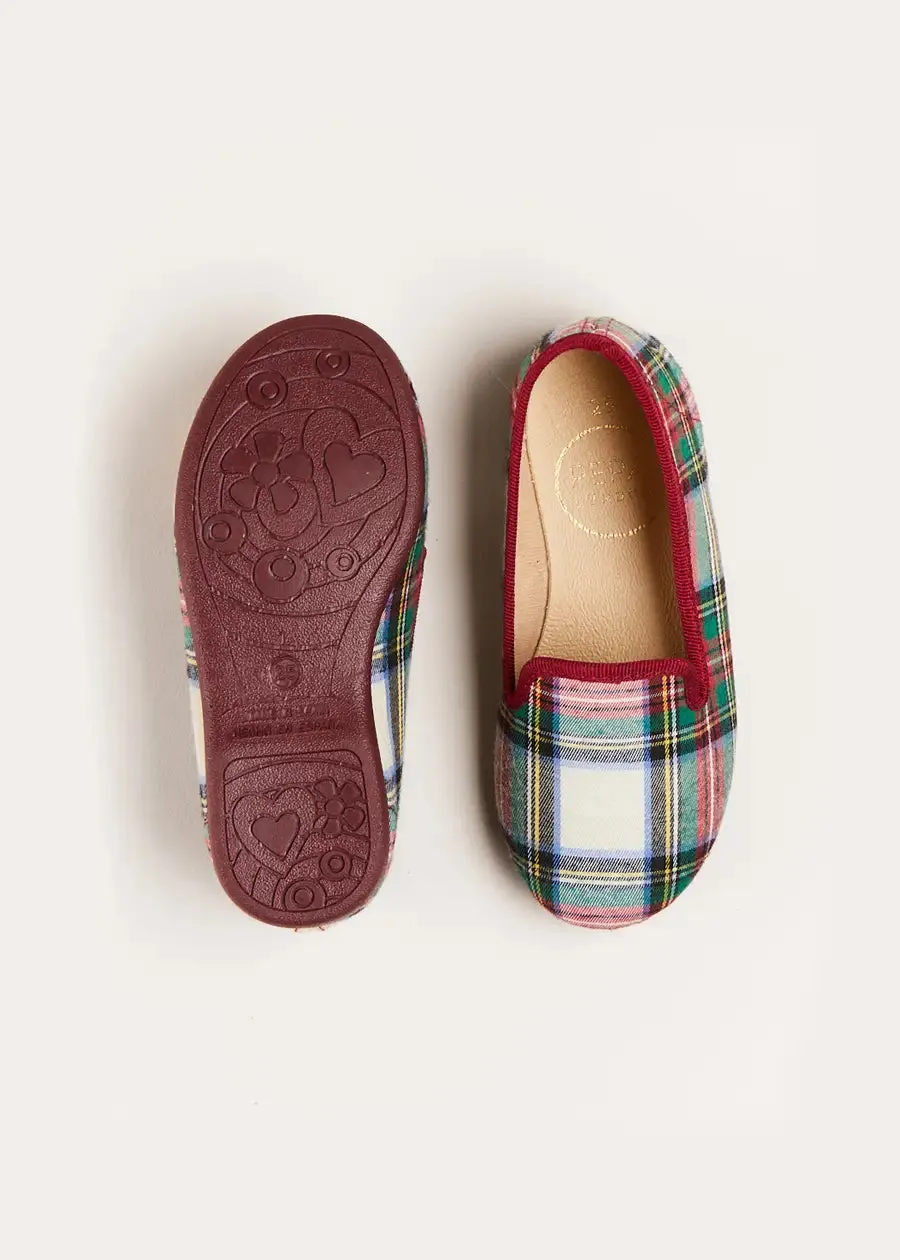 Sussex Tartan Slippers in Red (24-34EU)