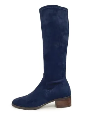 Timothie Navy Stretch Suede Boot