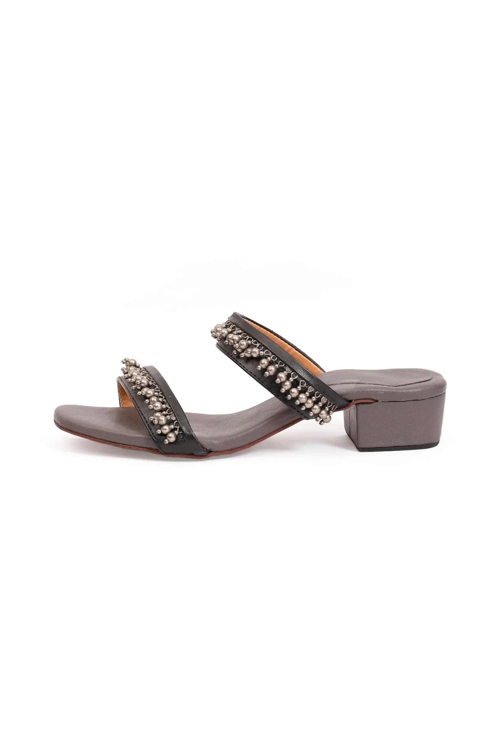 Trilochana Grey Ghungroo Strap Sandals