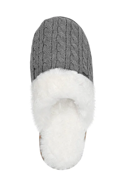 Women's Aria Cable Knit Faux Fur lined Scuff Slippers