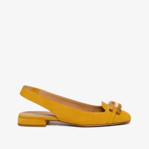 Yellow women's suede sling back ballet flat